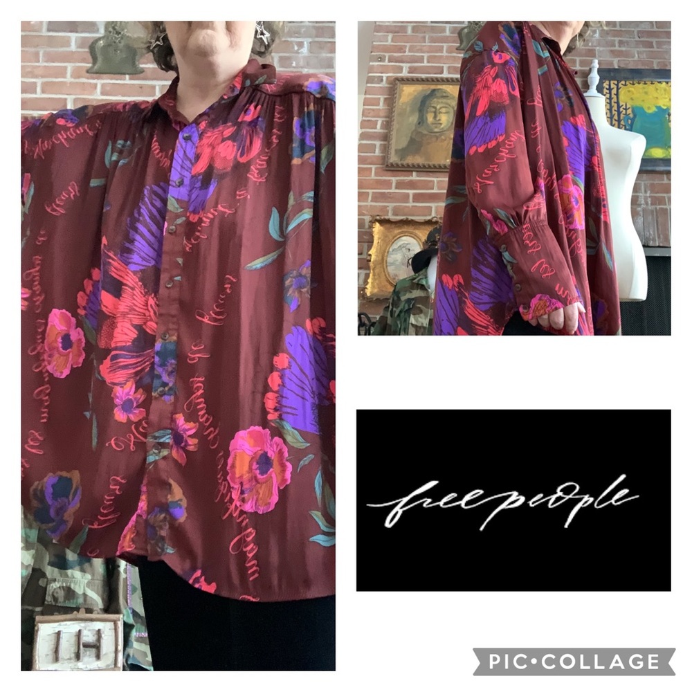 Free People Floral Satin hi low tunic